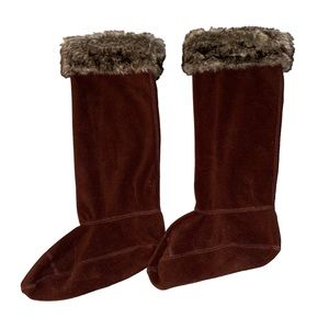 Blue Star Women’s Whiskey Brown Faux Sable Fur Cuff Tall Boot Liners / Socks